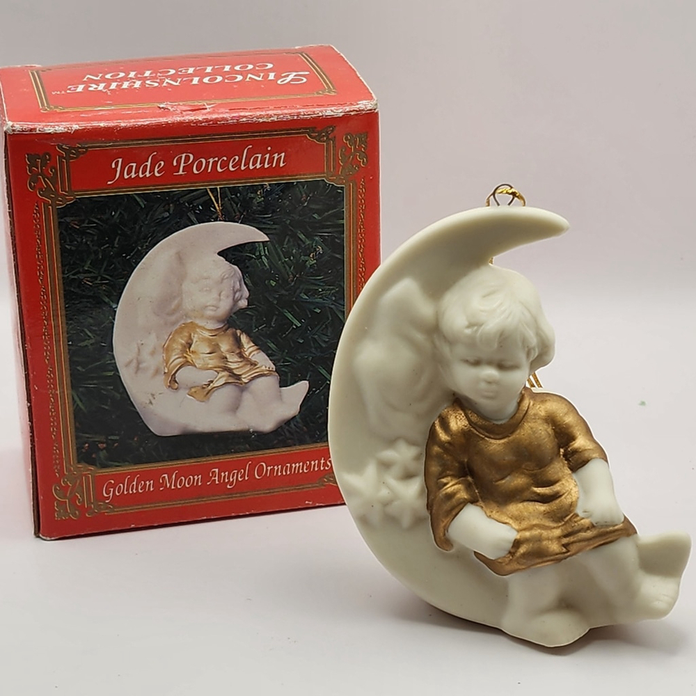 Angel Ornament Lincolnshire Collection Jade Porcelain Golden Moon Christmas